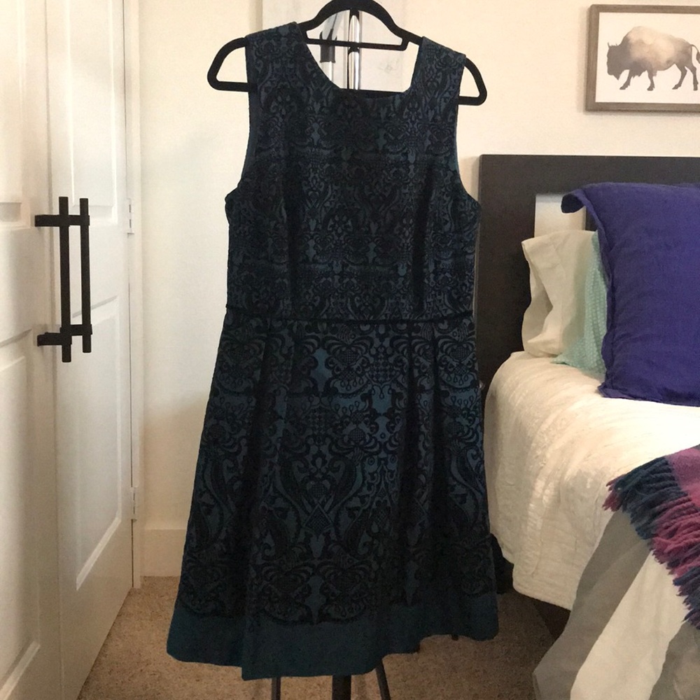 Limited brocade teal holiday dress
